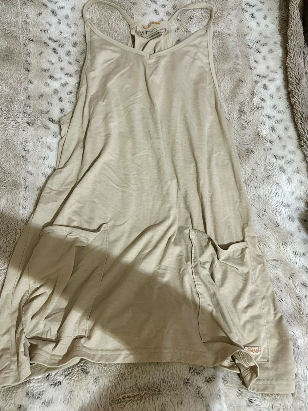 Neutral Beige Pocket Tank Dress - Women Intimates & Sleepwear